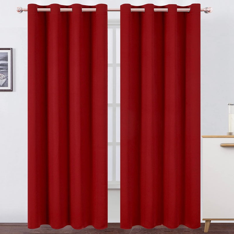 LEMOMO Red Curtains 52 x 84 Inch Long/Blackout Curtains Set of 2 Panels/Room Darkening Thermal Insulated Bedroom Curtains Drape - Image 1