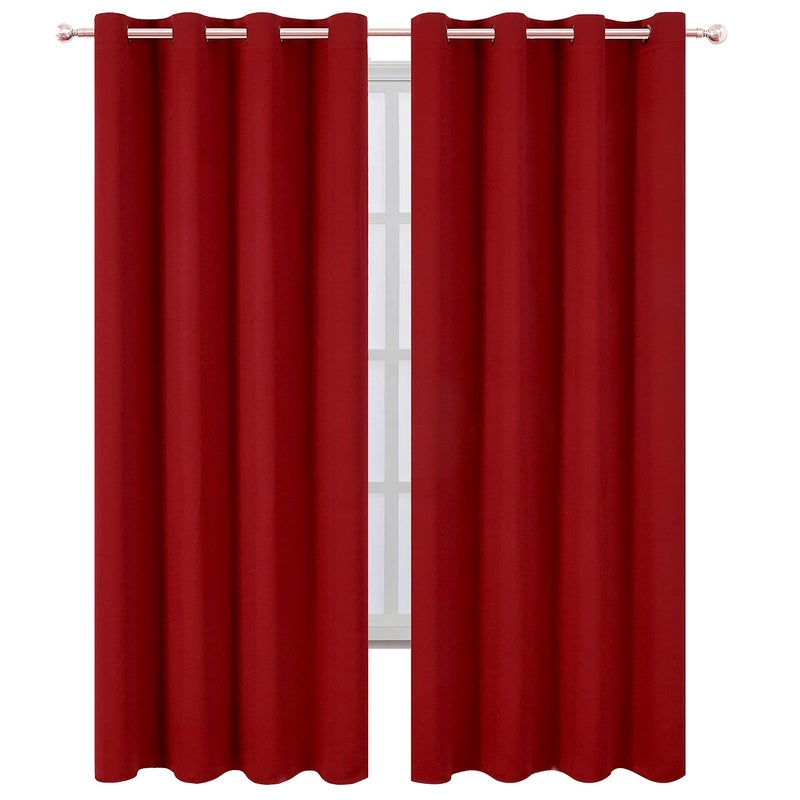 LEMOMO Red Curtains 52 x 84 Inch Long/Blackout Curtains Set of 2 Panels/Room Darkening Thermal Insulated Bedroom Curtains Drape - Image 2
