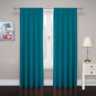 Pairs to Go Pairs to Go PAIRS TO GO Cadenza 84" x 80" Rod Pocket Double Panel Privacy Window Treatment Living Room, Teal  - Image 1