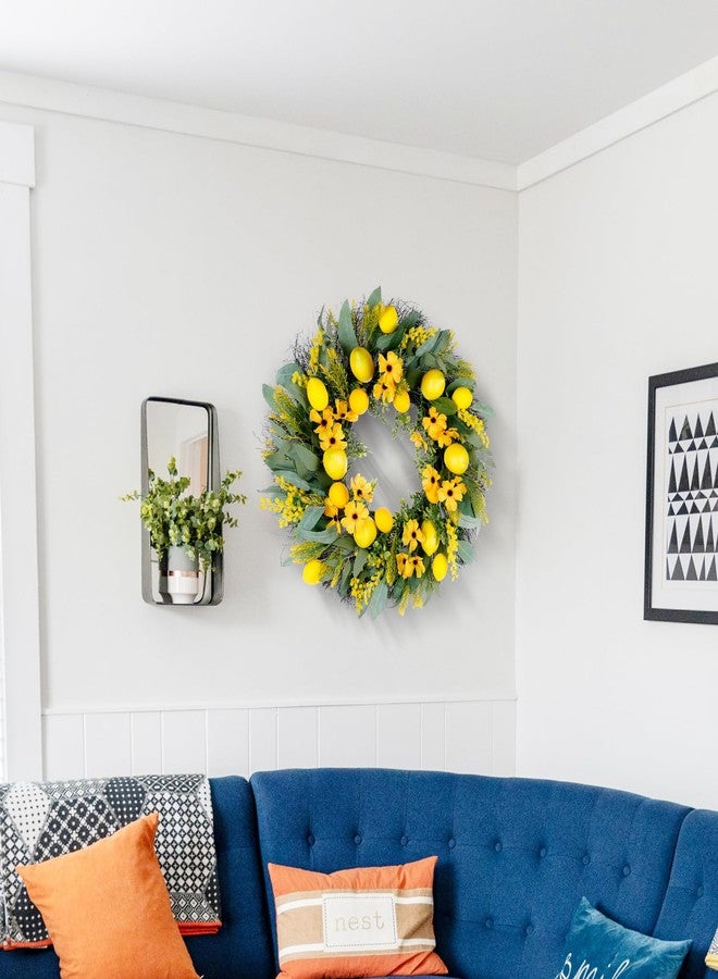 Huadanbor Summer Wreaths for Front Door, 24in Lemmer Wreaths, Eucalyptus Wreath for Front Door, Wreath Decorations for Spring, Summer, Indoors,Outdoors, corridors, Offices. (Yellow) - Image 5