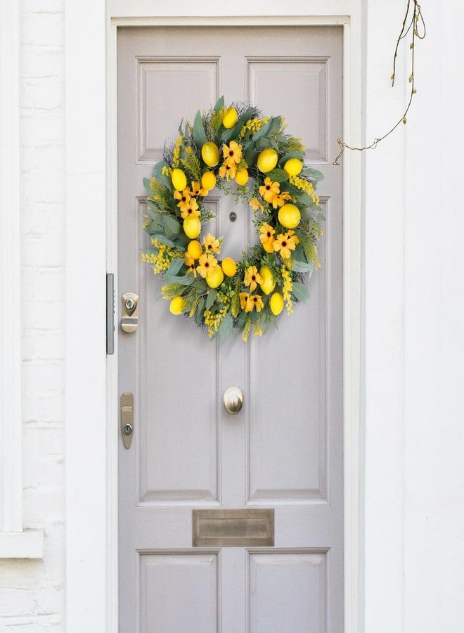 Huadanbor Summer Wreaths for Front Door, 24in Lemmer Wreaths, Eucalyptus Wreath for Front Door, Wreath Decorations for Spring, Summer, Indoors,Outdoors, corridors, Offices. (Yellow) - Image 4