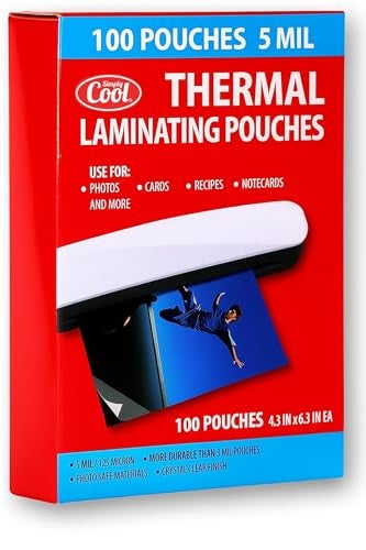 Simply Cool 5MIL Thermal Laminating Sheets (100 Count) 4.3x6.3 inch, Card Size Dry-Erase Friendly Laminating Pouches, Compatible with Laminators, Crystal Clear Laminated Finish - Image 1