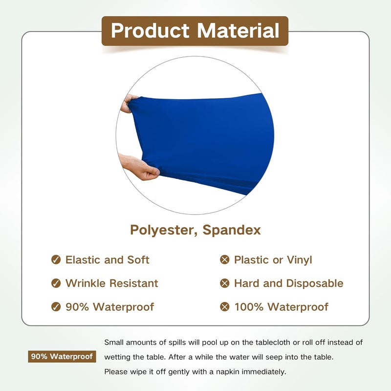 Nacuci Square Fitted Table Cover Elastic Tablecloth Stretch Spandex Table Top Cover Tables Topper Cap for Dining Kitchen Home Party Blue 34X34 Inch - Image 5