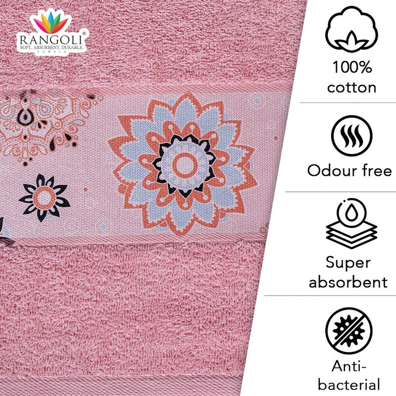 Rangoli 100% Cotton Century Bath Towels - Pack of 2, Peach, 450 GSM - Image 4