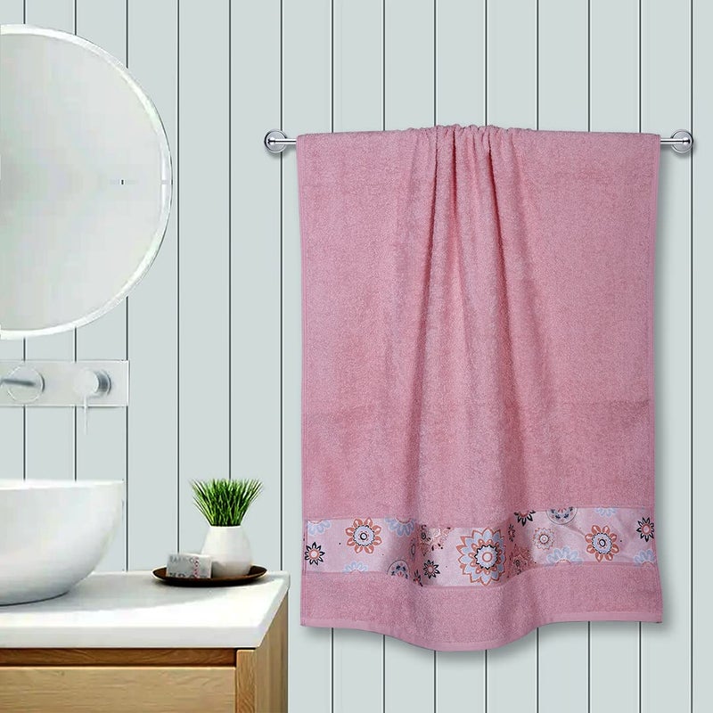 Rangoli 100% Cotton Century Bath Towels - Pack of 2, Peach, 450 GSM - Image 3