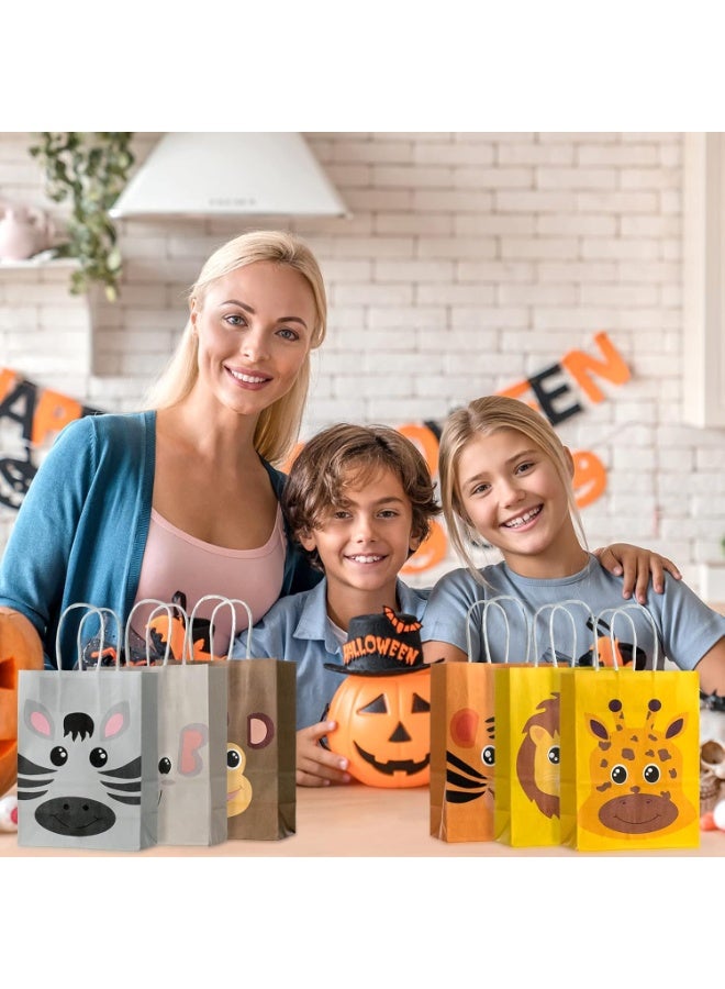 أكياس هدايا، أكياس ورقية صغيرة، مجموعة من 18 قطعة: 15 × 21 × 8 سم، أكياس لحفلات أعياد ميلاد الأطفال، أكياس توزيعات بنمط حيواني - Image 3