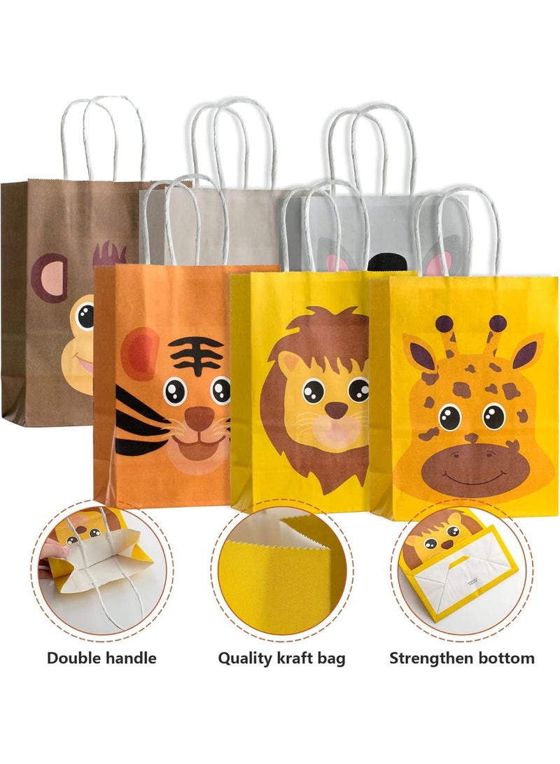 أكياس هدايا، أكياس ورقية صغيرة، مجموعة من 18 قطعة: 15 × 21 × 8 سم، أكياس لحفلات أعياد ميلاد الأطفال، أكياس توزيعات بنمط حيواني - Image 5