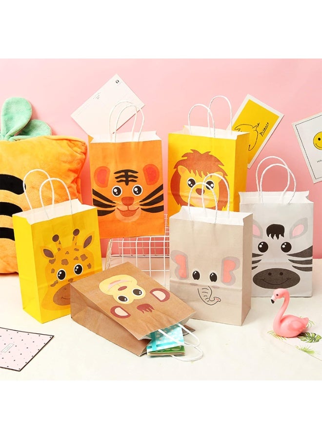 أكياس هدايا، أكياس ورقية صغيرة، مجموعة من 18 قطعة: 15 × 21 × 8 سم، أكياس لحفلات أعياد ميلاد الأطفال، أكياس توزيعات بنمط حيواني - Image 4