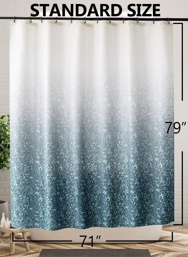 Gradient Shower Curtain for Bathroom - Decorative Roland Shower Liner - Household Printed Shower Curtain Set with Hooks - Bath Curtain 180W x 200H - Image 1