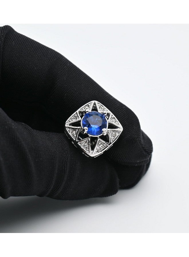 Jonwo Faceted Blue Crystal Cufflinks For Men In Gift Case Square Shape Gemstone Men'S Cufflinks Jewelry For Wedding Party Business Birthday Anniversary Dress - Image 3