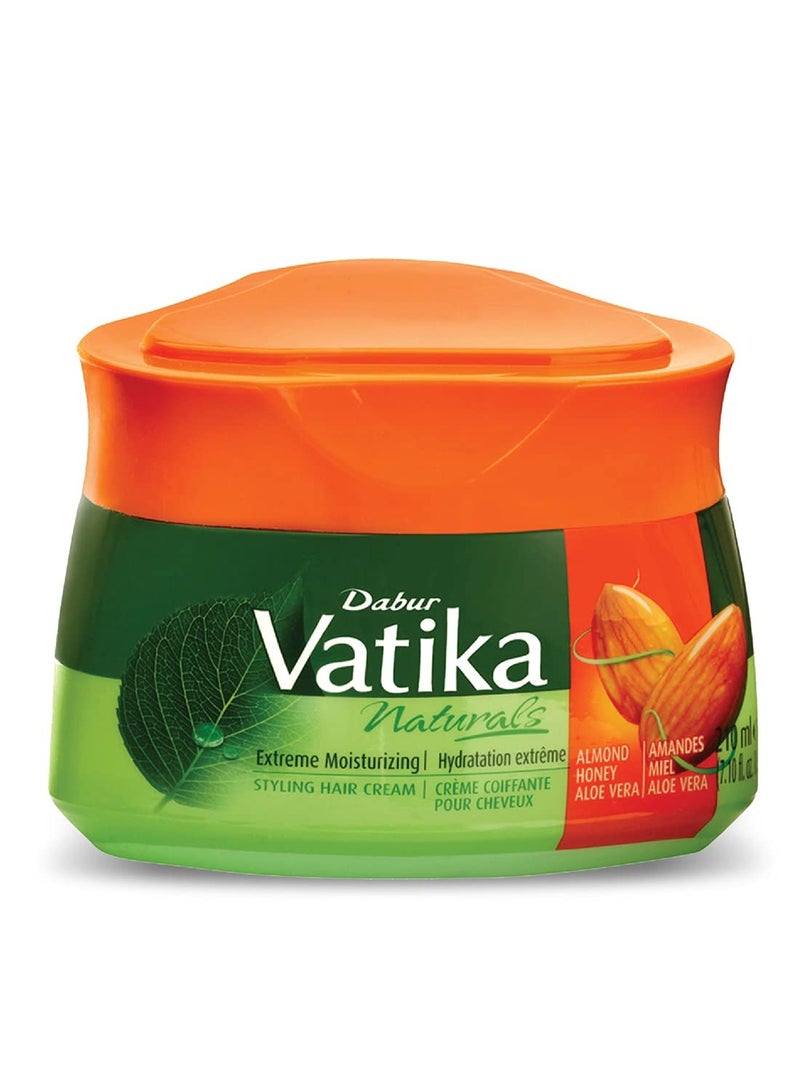 Vatika Naturals Dabur Vatika Naturals Hair Cream, Natural Moisturizing Hair Cream for Men and Women with All Hair Types - Short, Long, Curly, Dry, or Color-Treated Hair, Scalp Hydrating Moisturizer (210ml, Almond) - Image 1