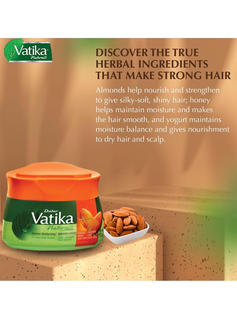 Vatika Naturals Dabur Vatika Naturals Hair Cream, Natural Moisturizing Hair Cream for Men and Women with All Hair Types - Short, Long, Curly, Dry, or Color-Treated Hair, Scalp Hydrating Moisturizer (210ml, Almond) - Image 2