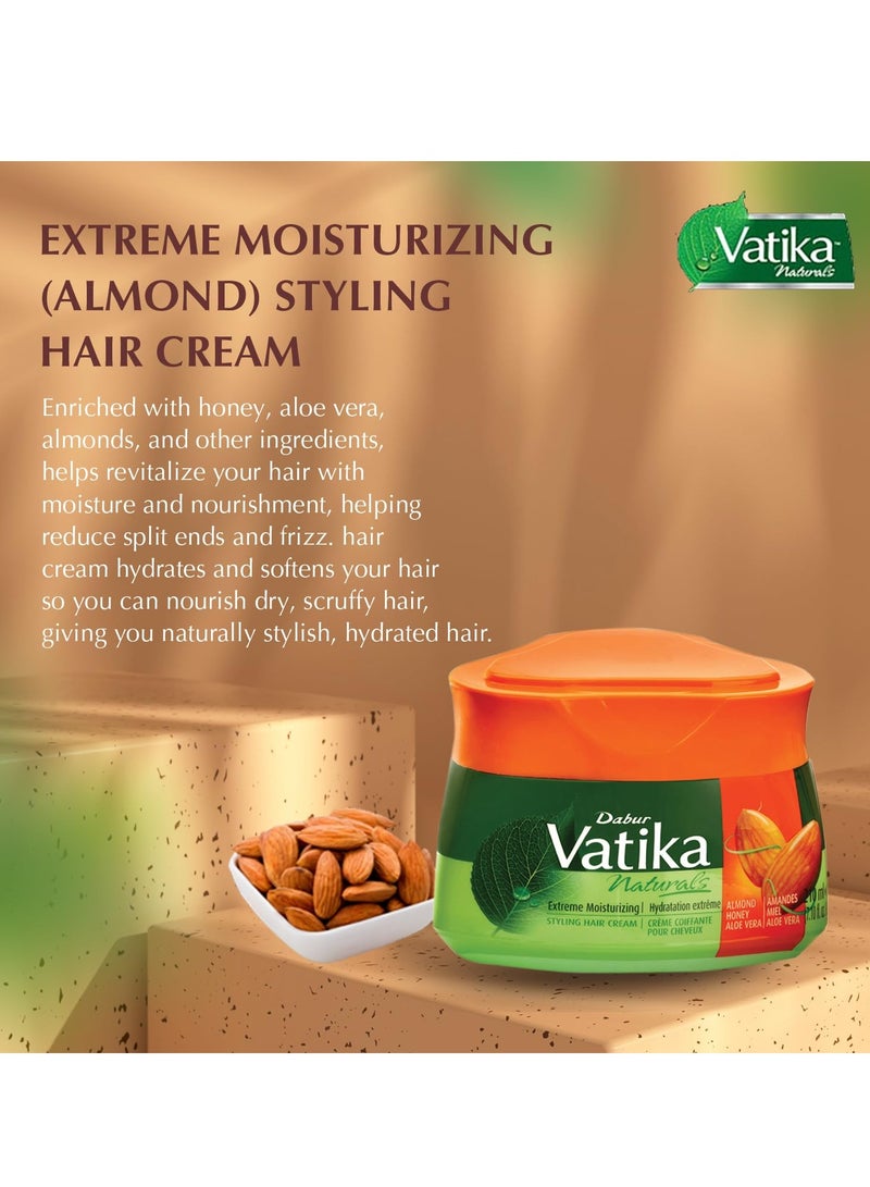 Vatika Naturals Dabur Vatika Naturals Hair Cream, Natural Moisturizing Hair Cream for Men and Women with All Hair Types - Short, Long, Curly, Dry, or Color-Treated Hair, Scalp Hydrating Moisturizer (210ml, Almond) - Image 3