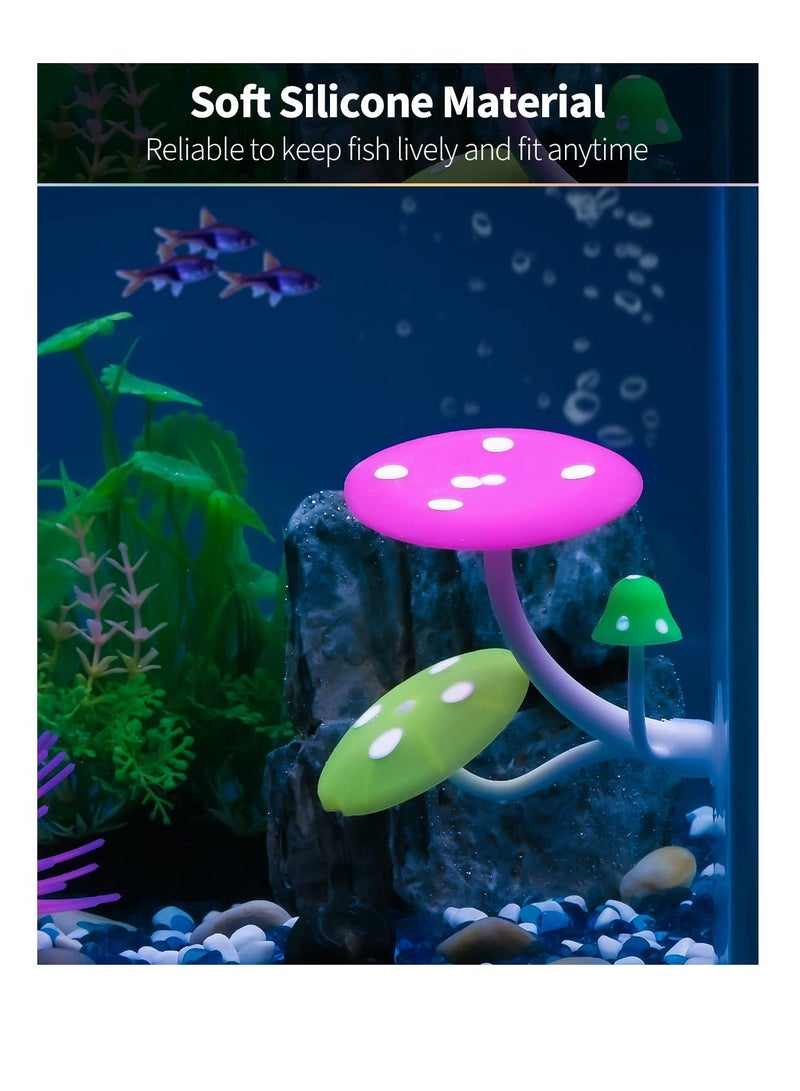 Betta Mushroom Hammock Soft Aquarium Rest Bed Fish Breeding Playing Pad with Suction Cup Silicone Ornament Decoration Colorful Lifelike Decor for Tank Landscape, 2 Pack