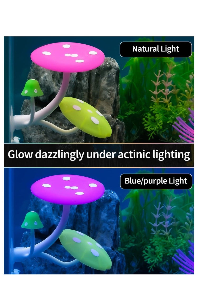 Betta Mushroom Hammock Soft Aquarium Rest Bed Fish Breeding Playing Pad with Suction Cup Silicone Ornament Decoration Colorful Lifelike Decor for Tank Landscape, 2 Pack