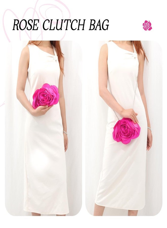LUI SUI Floral Clutch Purse for Women Rose Evening Bag with Chain Wedding Party Handbags - Image 2