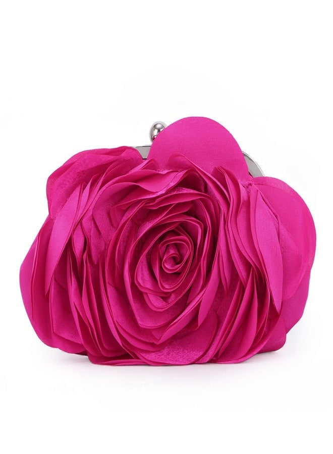 LUI SUI Floral Clutch Purse for Women Rose Evening Bag with Chain Wedding Party Handbags - Image 1