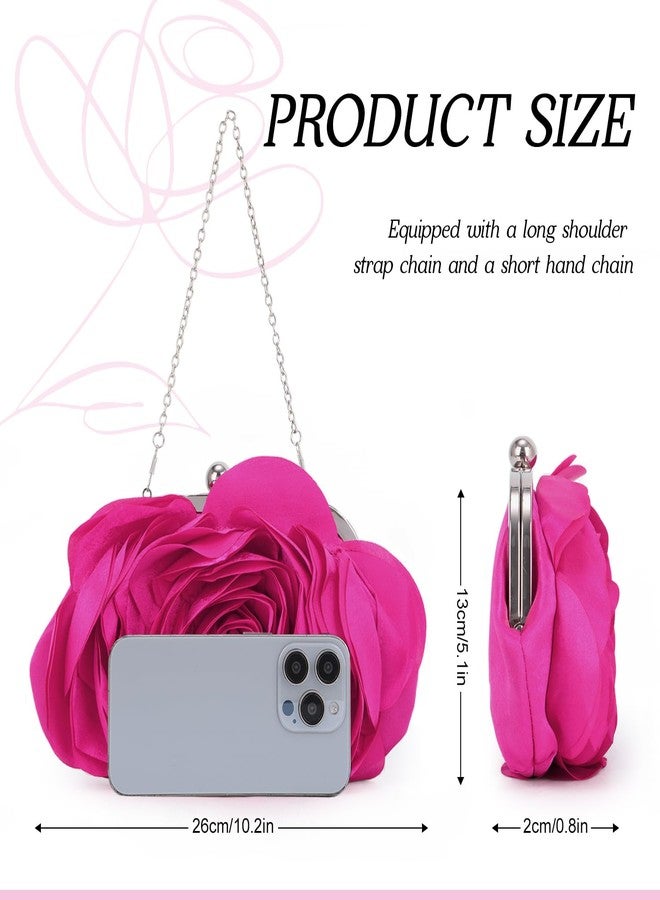 LUI SUI Floral Clutch Purse for Women Rose Evening Bag with Chain Wedding Party Handbags - Image 3