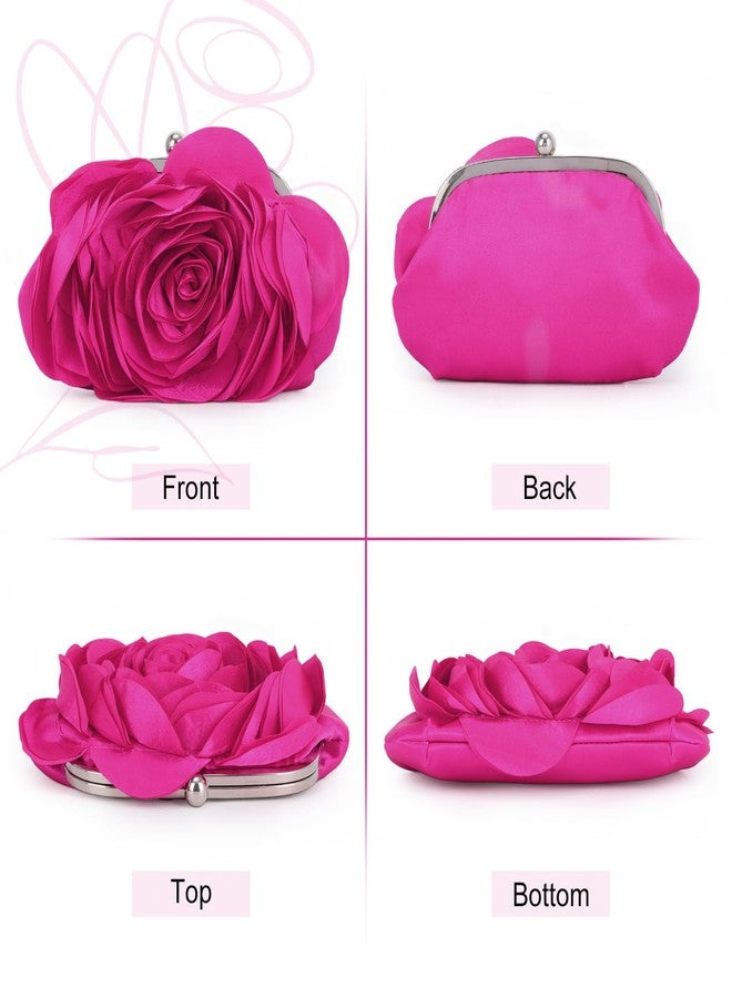 LUI SUI Floral Clutch Purse for Women Rose Evening Bag with Chain Wedding Party Handbags - Image 5