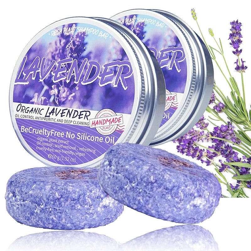 Loobexery 2PCS Shampoo Bar for Gray Hair Lavender Shampoo Bar for Gray Hair Natural Organics Shampoo and Conditioner Bar for Thinning Hair for Men  Women