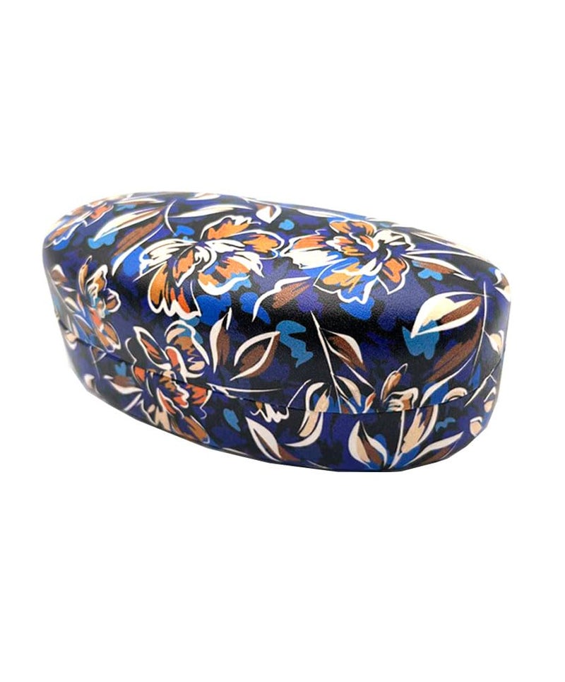 JAVOedge Blue Porcelain Bloom Extra Large Hard Shell Clam Case Protective Oversized Curved Sunglasses & Eyeglasses Case - Image 1
