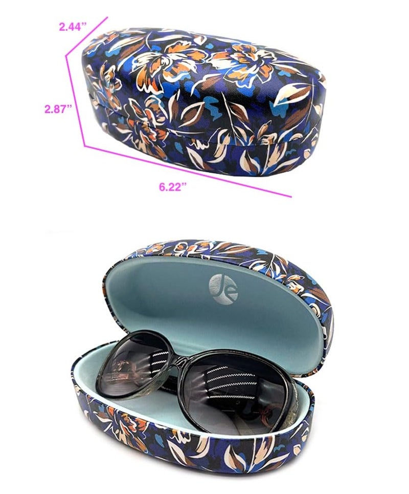JAVOedge Blue Porcelain Bloom Extra Large Hard Shell Clam Case Protective Oversized Curved Sunglasses & Eyeglasses Case - Image 2