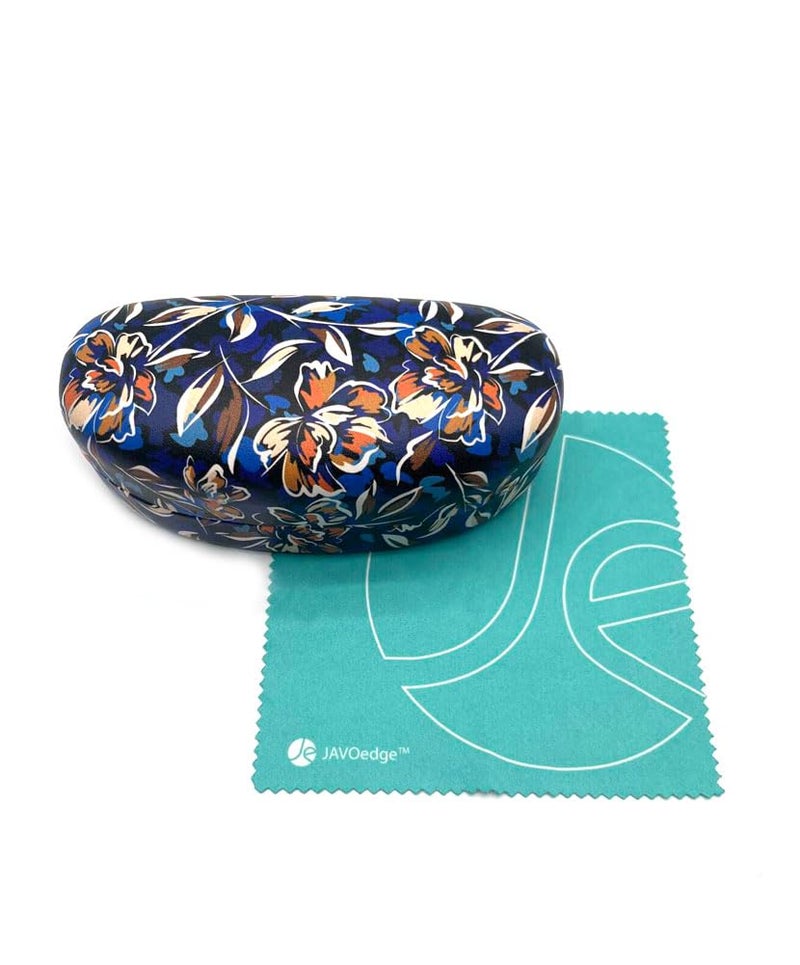 JAVOedge Blue Porcelain Bloom Extra Large Hard Shell Clam Case Protective Oversized Curved Sunglasses & Eyeglasses Case - Image 3