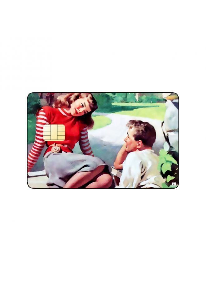 RKN PRINTED BANK CARD STICKER Beautiful Couple Vintage Art - Image 1