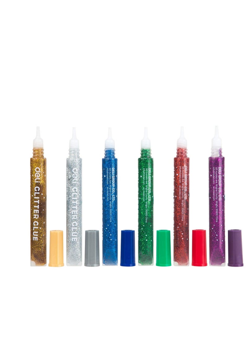 deli  Classic Glitter Glue 12ml (Set of 6 Color) 12 pcs - Image 2