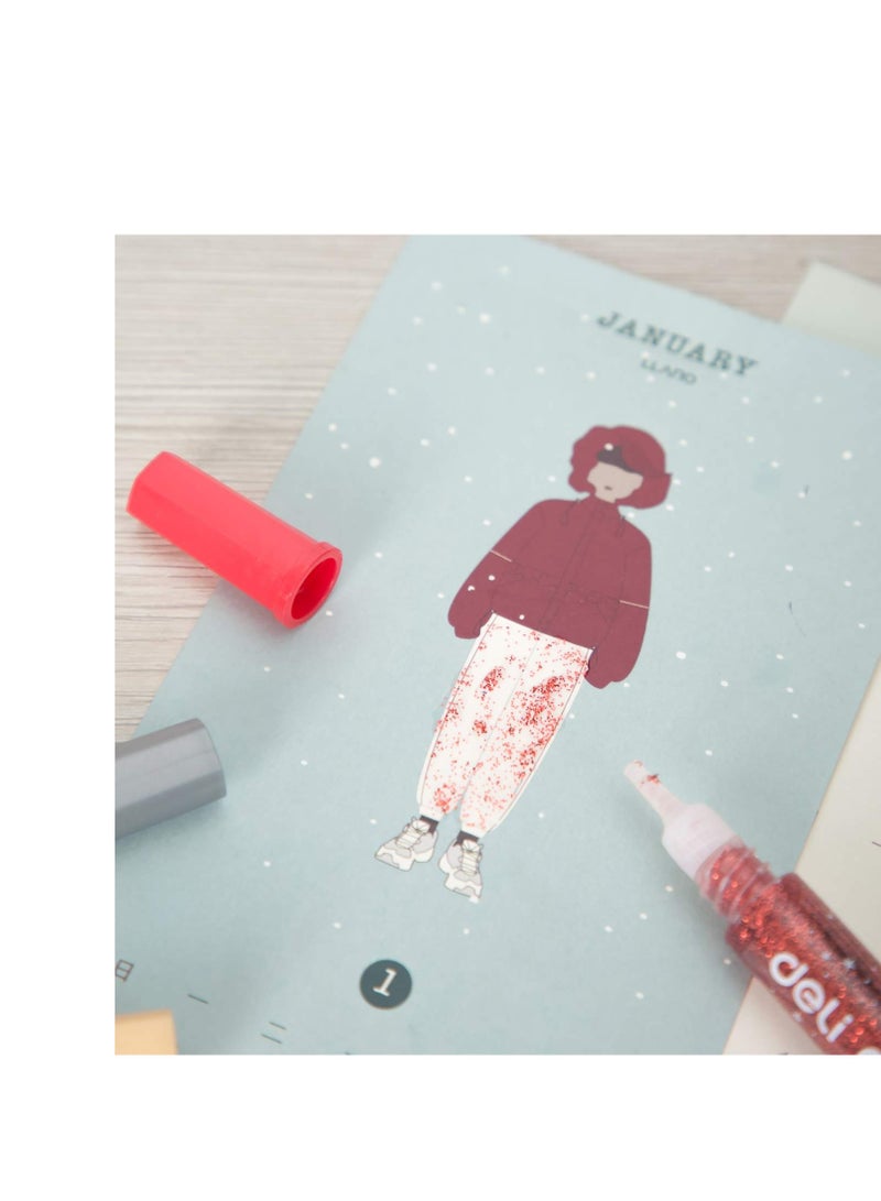 deli  Classic Glitter Glue 12ml (Set of 6 Color) 12 pcs - Image 4