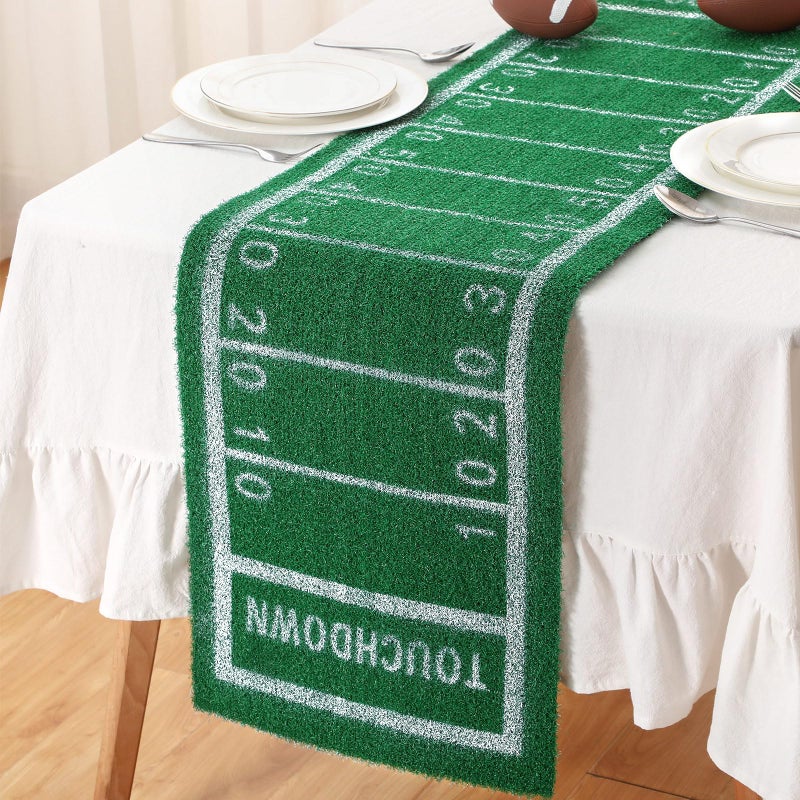 Knitgrip Football Artificial Grass Table Runner 16 x 59 Inch Touch Down Sports Table Cover Game Days Rugby Table Decoration for Birthday Party Kitchen Dining Room Home Decor - Image 1