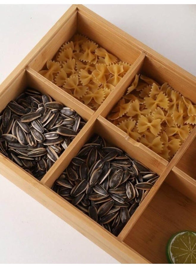 Wooden divided snack dish with 6 compartments, measuring 30*20*5 - Image 3
