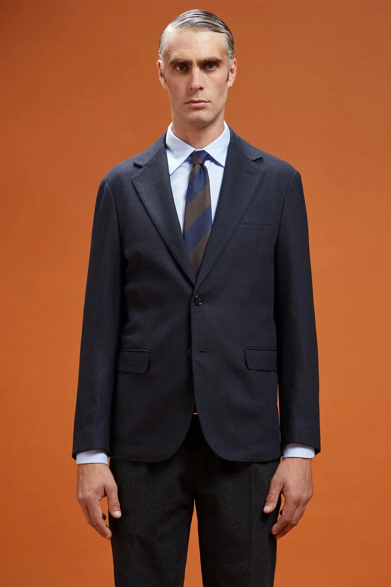 Doppelganger Men's classic single-breasted jacket - DK Blue