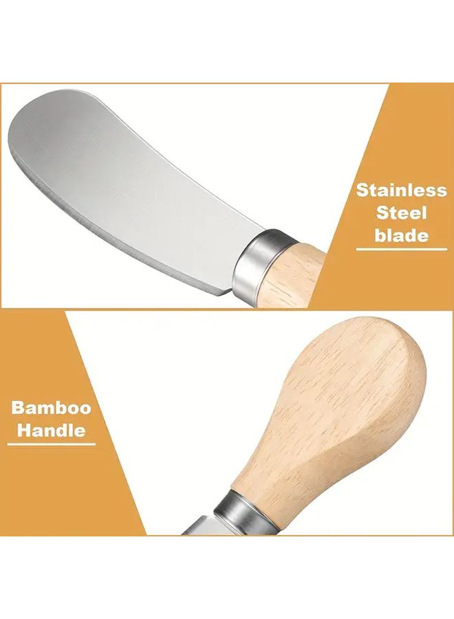 1pc Heavy Duty Stainless Steel Spreader With Bamboo Handle 304 Blade Non Slip Grip Multipurpose Butter Cream Cheese Jam Peanut Butter Kitchen Utensil Durable 304 Steel - Image 1