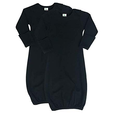 Laughing Giraffe Baby Long Sleeve Sleeper Gown with Mittens 0-3M (2-PACK) (Black, 0-3 Months) - Image 1