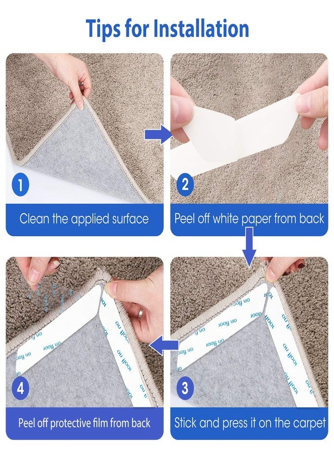Sollifa Rug Tape,16 Pcs Dual Sided Washable Removable Rug Stopper for Area Rug, Non Slip Adhesive Prevent Curl for Hardwood Floors and Carpet Corners - Image 2