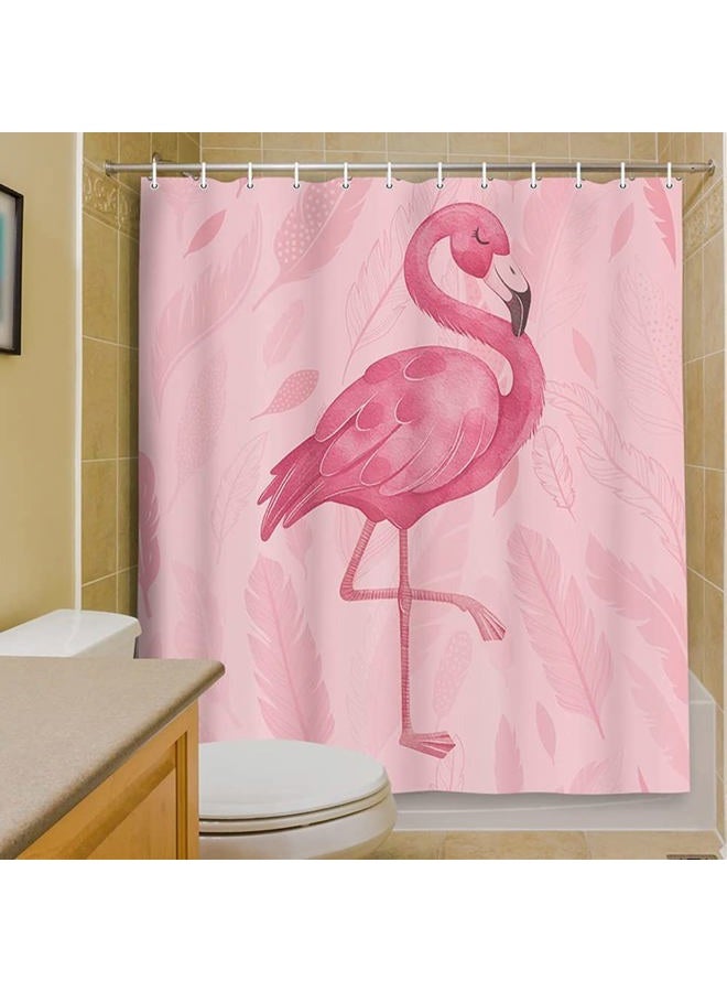 MERCHR Pink Shower Curtain, Cute Flamingo Shower Curtains, Modern Art Boho Bath Curtains, Pink Bathroom Accessories Set 71x71 Inches - Image 2