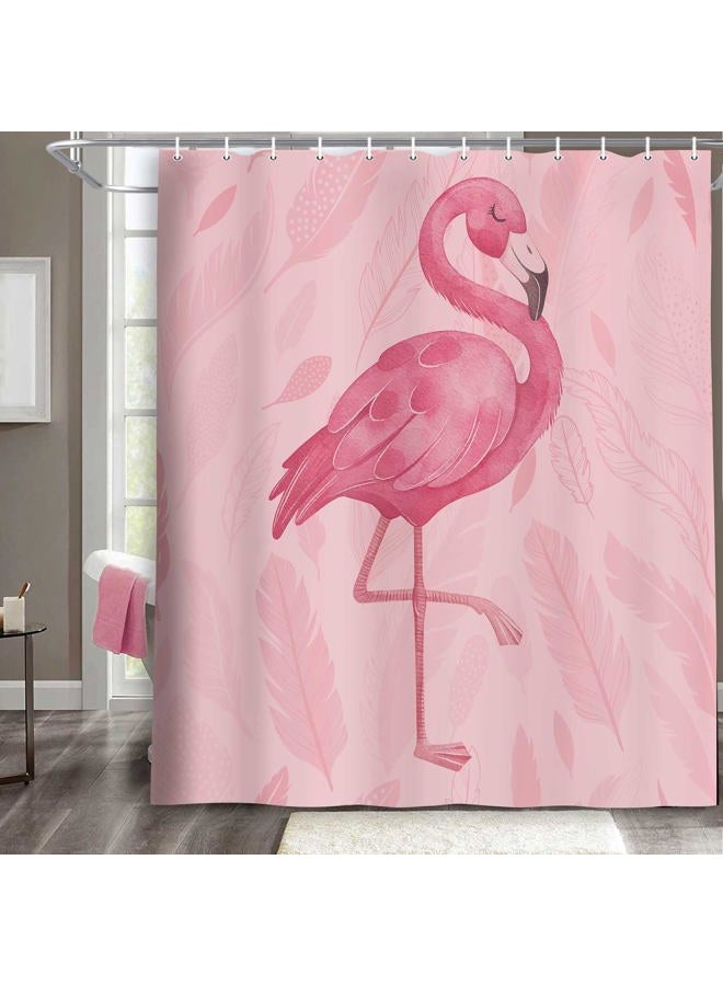 MERCHR Pink Shower Curtain, Cute Flamingo Shower Curtains, Modern Art Boho Bath Curtains, Pink Bathroom Accessories Set 71x71 Inches - Image 1