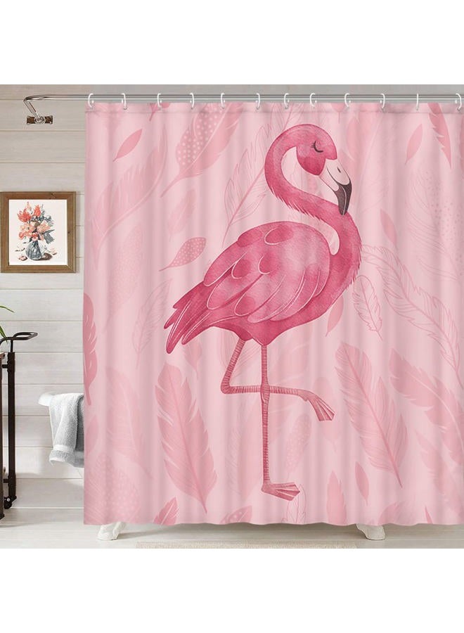 MERCHR Pink Shower Curtain, Cute Flamingo Shower Curtains, Modern Art Boho Bath Curtains, Pink Bathroom Accessories Set 71x71 Inches - Image 3