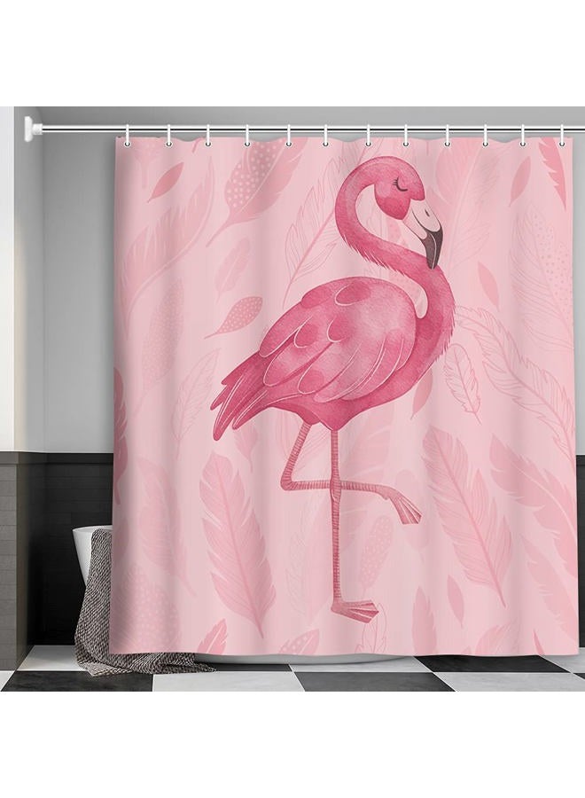MERCHR Pink Shower Curtain, Cute Flamingo Shower Curtains, Modern Art Boho Bath Curtains, Pink Bathroom Accessories Set 71x71 Inches - Image 4