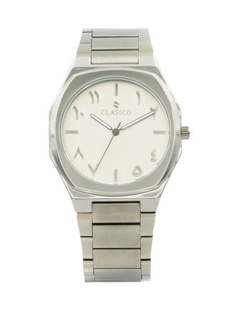 Clasico Fakhr Men Luxury Watch 40mm – Silver, Quartz Movement