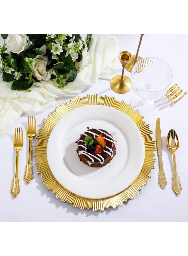 يُسلِّم 20 قطعة من أطباق الشحن الذهبية، مقاس 13 بوصة، أطباق شحن بلاستيكية لأطباق العشاء، أطباق شحن للاستخدام مرة واحدة، أطباق شحن للطاولة لحفلات العائلة - Image 2