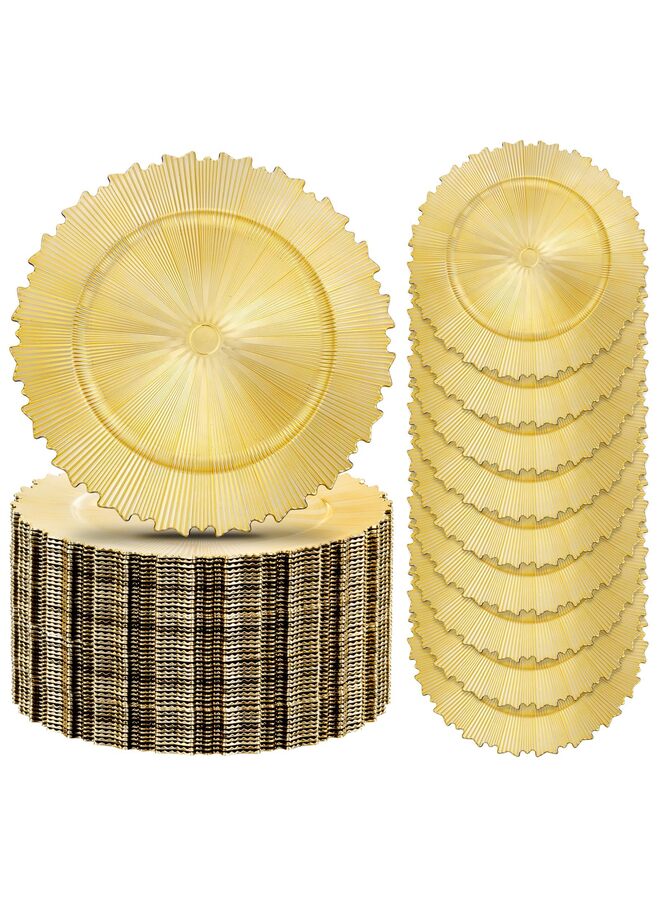 يُسلِّم 20 قطعة من أطباق الشحن الذهبية، مقاس 13 بوصة، أطباق شحن بلاستيكية لأطباق العشاء، أطباق شحن للاستخدام مرة واحدة، أطباق شحن للطاولة لحفلات العائلة - Image 1