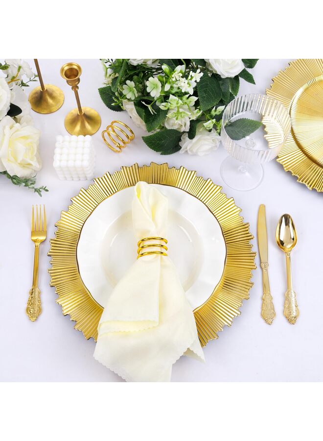 يُسلِّم 20 قطعة من أطباق الشحن الذهبية، مقاس 13 بوصة، أطباق شحن بلاستيكية لأطباق العشاء، أطباق شحن للاستخدام مرة واحدة، أطباق شحن للطاولة لحفلات العائلة - Image 3