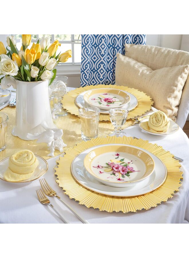 يُسلِّم 20 قطعة من أطباق الشحن الذهبية، مقاس 13 بوصة، أطباق شحن بلاستيكية لأطباق العشاء، أطباق شحن للاستخدام مرة واحدة، أطباق شحن للطاولة لحفلات العائلة - Image 4