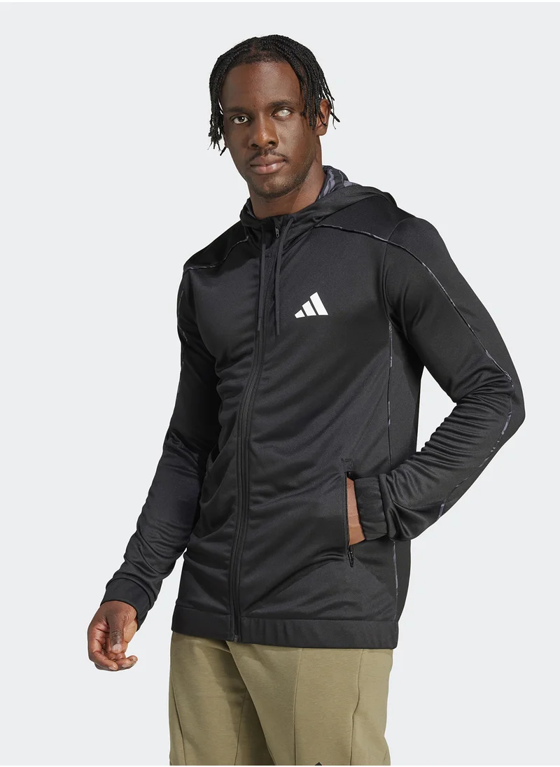 Adidas Train Essentials Camo Full-Zip Hoodie