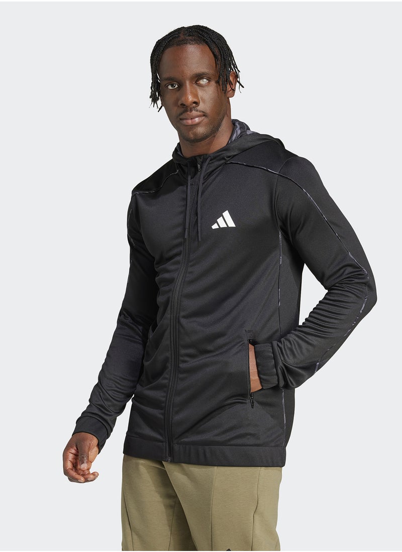Adidas Train Essentials Camo Full-Zip Hoodie  - Image 1