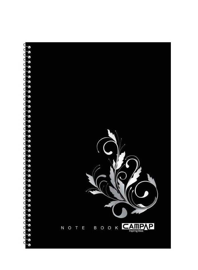 Notebook Silver Stripe B5 200 Pages (100 Sheets) Lined Black