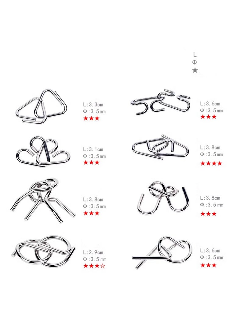 ألغاز الأسلاك المعدنية، ألغاز الأسلاك المتينة، ألعاب ألغاز تحفيز العقل المكونة من 8 قطع - Image 2