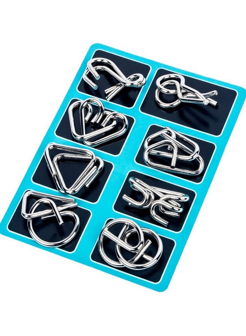 ألغاز الأسلاك المعدنية، ألغاز الأسلاك المتينة، ألعاب ألغاز تحفيز العقل المكونة من 8 قطع - Image 1